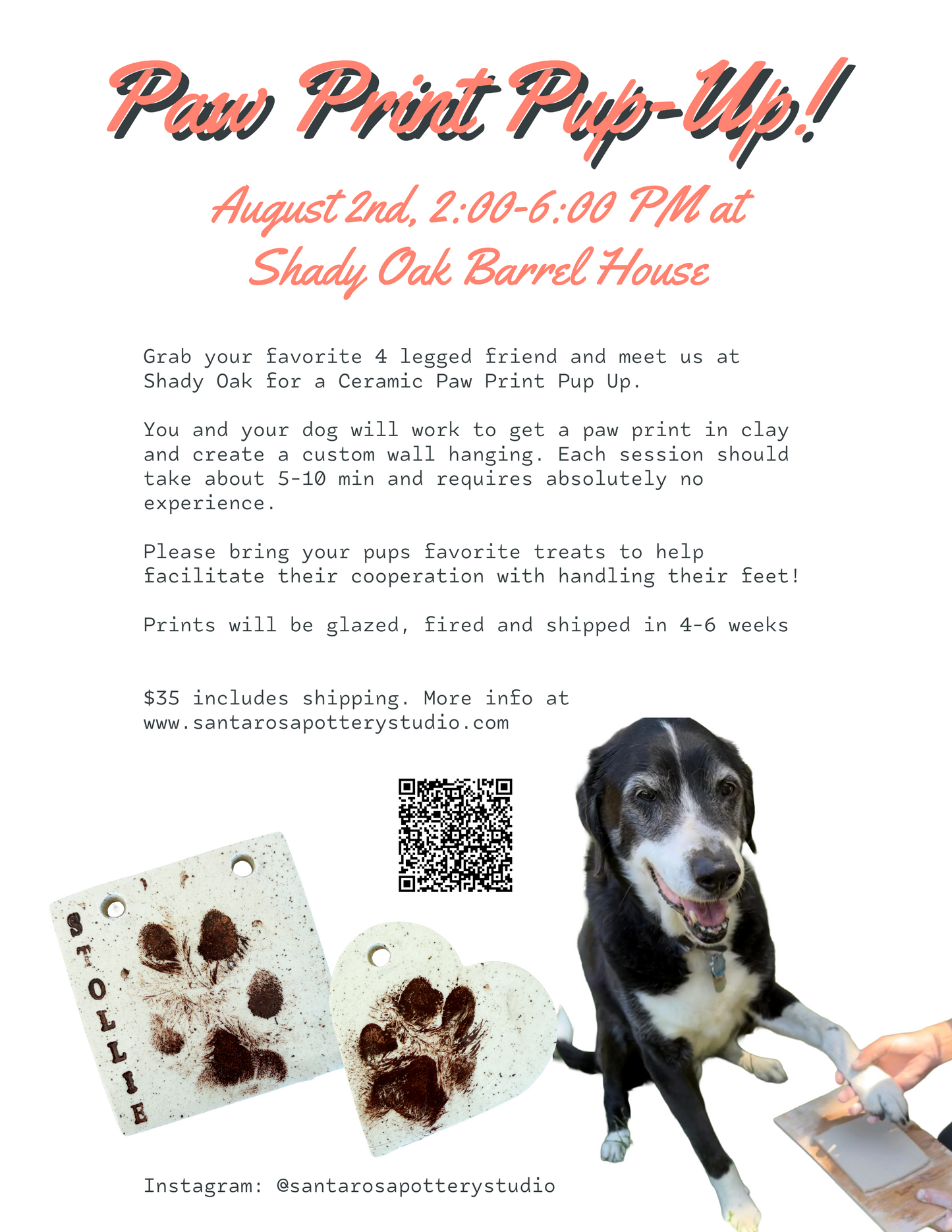 August 2nd Paw Print Pup-Up At Shady Oak Brewing
